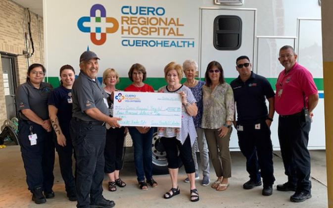 Leslie Jimenez, Victoria Clark, Freddie Solis, Candy Henderson, Sondra Wineinger, Cindy Holcomb, Emily Davis, Kaye Lane, Joey Estrada, and Gerald Clark. A $6000.00 check was given to the EMS Department for Equipment for the Disaster Trailer.