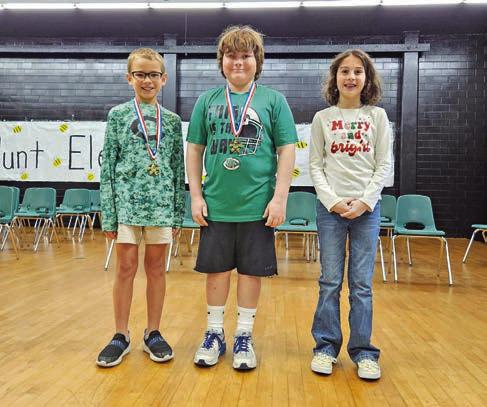 Pictured from left to right: Austin McClellan and Nathan Taylor. Bailey Bryan (right) is the alternate. All the participants in the 2023 Hunt Elementary School’s Annual Spelling Bee.