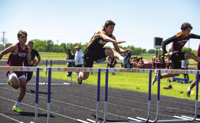 Yorktown senior Tyler Respondek hurdles his way to first place in the 110m Hurdles. He also won the 300m Hurdles. CONTRIBUTED PHOTO