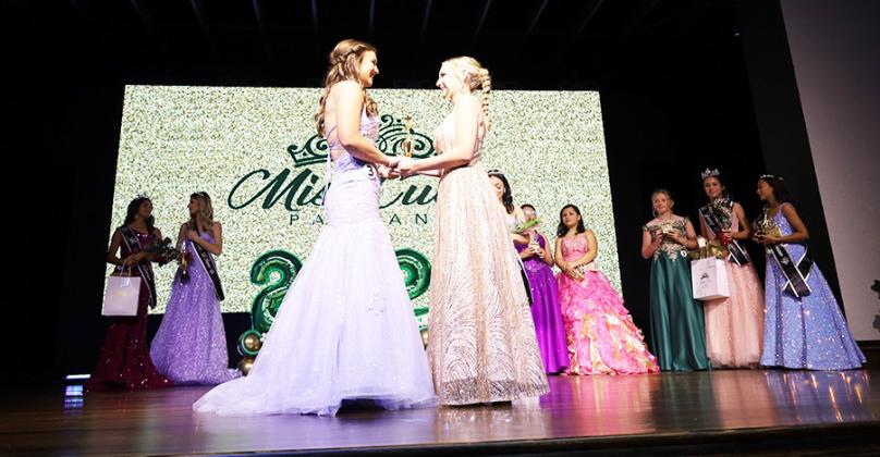 Ella Jander, left, and Jackie Finney await the Miss Cuero announcement. PHOTOS BY SONYA TIMPONE/THE CUERO RECORD