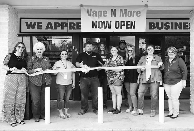 The Cuero Chamber of Commerce hosted a ribbon cutting on Thursday, March 23 for Vape N’ More that recently opened. They are located at 301 East Broadway in Cuero and are open Monday through Saturday from 10 a.m. to 10 p.m. and Sunday from 10 a.m. to 7 p.m. PHOTO BY SONYA TIMPONE/THE CUERO RECORD