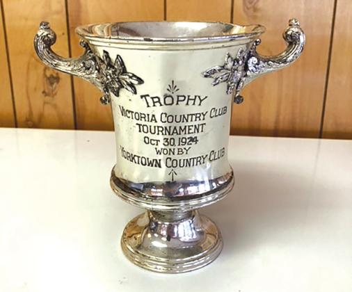 Original trophy won by members of the YCC golf team in 1924 at the Victoria Country Club tournament. CONTRIBUTED PHOTO