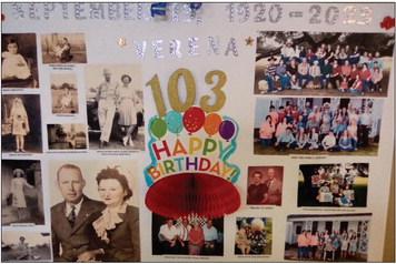 hoto collage celebrating Verenas 103 years.