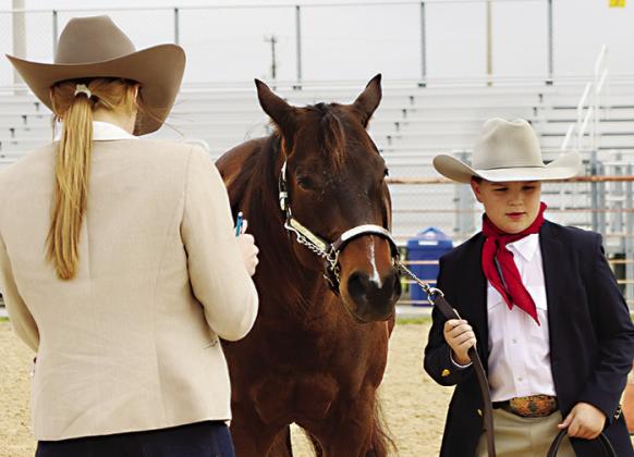 Zane Horny, above right, and Rae Ann Gloor, right, compete in this year’s horse show that kicked off stock show. PHOTOS BY SONYA TIMPONE/THE CUERO RECORD
