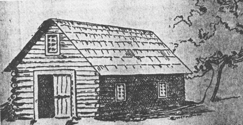 Pictured above is a drawing of the original log cabin courthouse of DeWitt County located in Cameron, Texas which was formally between Cuero and Yoakum; Cameron was accepted by the DeWitt County Commissioners Court on June 23, 1846 as the first county seat of DeWitt County. 
