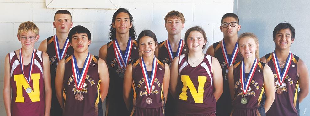 Nordheim Cross County from top row (L to R) Connly Metting, Tristan Infante, Brayden Jennings, Pedro Villanueva and Jacob Torres. Bottom: Layne Wisian, Nick Serna, Percy Torrez, Carly Metting and Abby Klein.