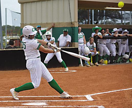 Lainee Ballin had a huge hit in the game with a base clearing grand slam in the 2nd inning. PHOTO BY COURTNEY KUBESCH