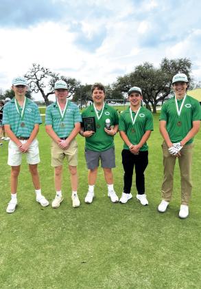Boys Green Team 1st place: Weston Strelczyk, Hayden Sanders, Tyler Grogan ( 1st medalist), SeanDylan Salazar, Eli Garrett