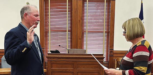 DeWitt County Commissioner Pct. 4 Brian Carson was sworn in on Sunday, Jan. 1, by Natalie Carson. CONTRIBUTED PHOTO