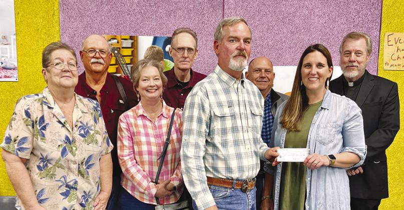 St. John Lutheran Church Westhoff recently made a donation made to the Boys and Girls Club of Cuero. Pictured are church members Glynda Schulle, Raymond Schulle, Shanna Burge, William Schulle, Warren Seidel, Rodney Nolte, Boys and Girls Club Executive Director Megan Boehl and Pastor J.R. Puttman. Not pictured Annemarie Leslie (Boys and Girls Club Unit Director). CONTRIBUTED PHOTO