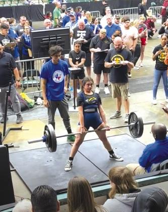 Aubri Longoria recently placed sixth at the State Powerlifting meet in Frisco. CONTRIBUTED PHOTO