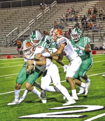 The Cuero defense was relentless all night long dominating the Caldwell rushers.