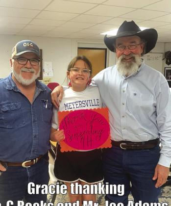 Gracie Kelley thanks O &amp; G Rocks and Mr. Joe Adams feeds for their support of 4-H. CONTRIBUTED PHOTO