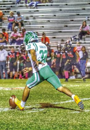 Cuero kicker Jimmy Mejia was busy kicking off Friday night with his team scoring eight touchdowns.