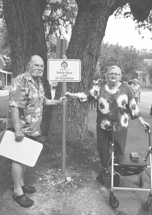 Jay and Cheryl Bramlette pose by the oak tree at 301 E. French Street that was dedicated to the memory of Jay’s parents, JD and Merle Rose Bramlette. PHOTO BY KIMBER MCCRORY/THE CUERO RECORD