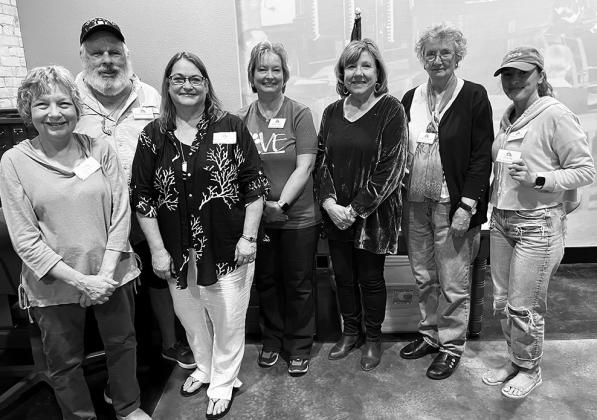 DeWitt County Historical Commission members welcomed newly appointed members to their monthly meeting recently. Newly appointed were, from left, Gail James, William and Michelle McCaskill, Shanna Burge, Tresa Urbanovsky, Eileen Berthol, Elizabeth Long. Also appointed but not shown were J.T. Long, Ronnie Pfeifer and Sandy White. Located in the County Annex (Weber building), the DCHC offices and archives are open on Thursday afternoons. CUERO RECORD PHOTO