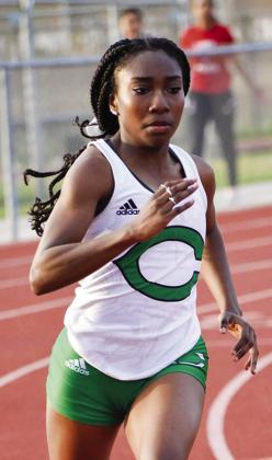 Shania Burden ran the 400 meter race in 1:09.27 for the Lady Gobblers.