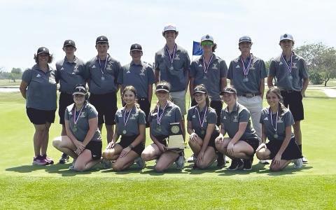 Pictured is the Yorktown golf team, from left, Chesney Kaiser, Brycen Allman, Emie Bolting, Ashlie Gaida, Brylee Clayton and Braeleigh Dodds. Back row from left, Coach Gomez, Lane Geffert, Trent Foerster, Colton Rodgers, Cade Martin, Cameron Willis, Dalton Eckhardt and Brody Metting. CONTRIBUTED PHOTOS
