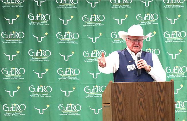 Texas Department of Agriculture Commissioner Sid Miller speaks at the Ag Business Luncheon hosted by the Cuero Chamber of Commerce &amp; Agriculture. PHOTO BY SONYA TIMPONE/THE CUERO RECORD