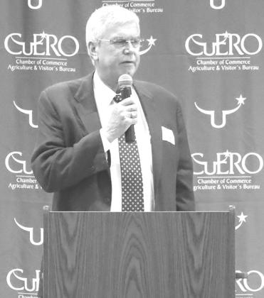 Gregg Gossett, president of Ful-O-Pep Feed, speaks during the Cuero Chamber of Commerce &amp; Agriculture luncheon. PHOTO BY SONYA TIMPONE/THE CUERO RECORD